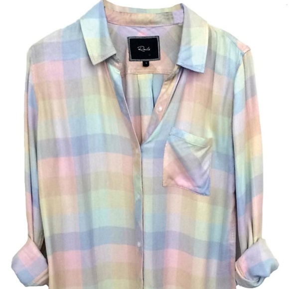 Rails Plaid Hunter Blouse, Sherbet Rainbow, Button-Down Shirt, Size Small - Picture 1 of 10